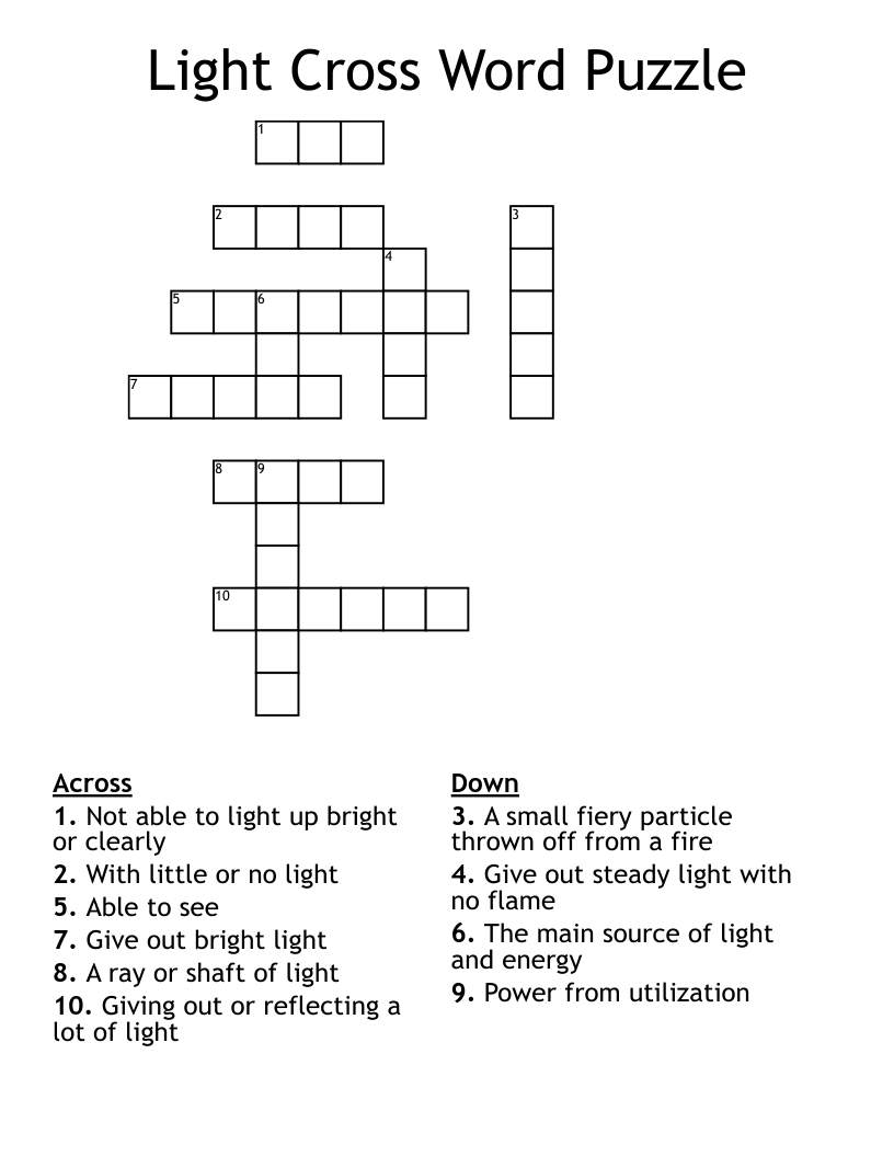 lights up crossword