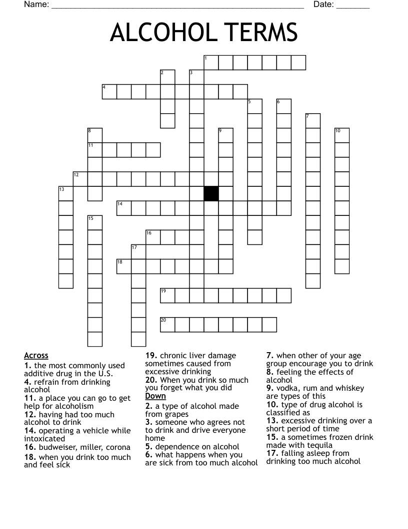 liquor crossword clue