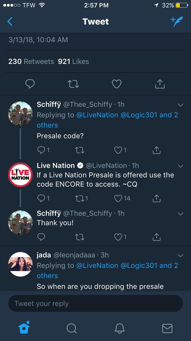 live nation presale code