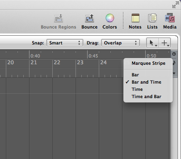 logic pro show time instead of bars