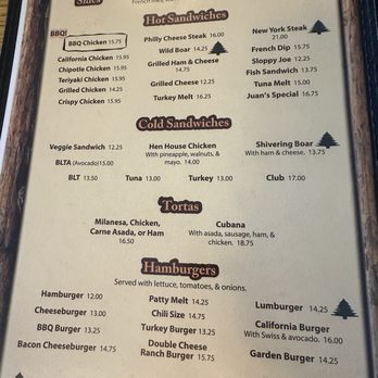 lumberjack cafe menu