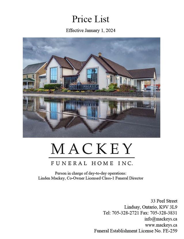 mackey funeral home lindsay ontario