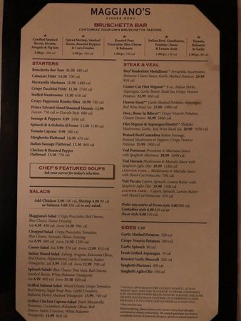 maggianos little italy menu with prices