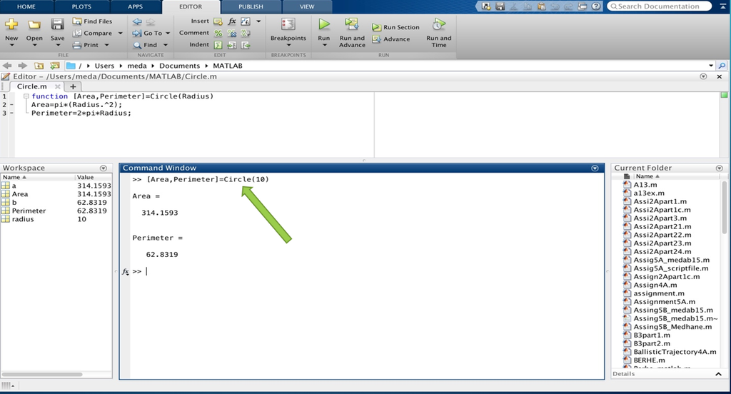 matlab function definition