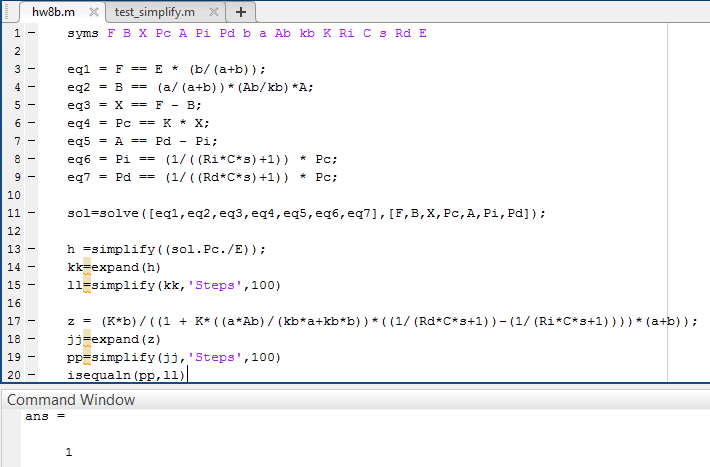 matlab is not equal