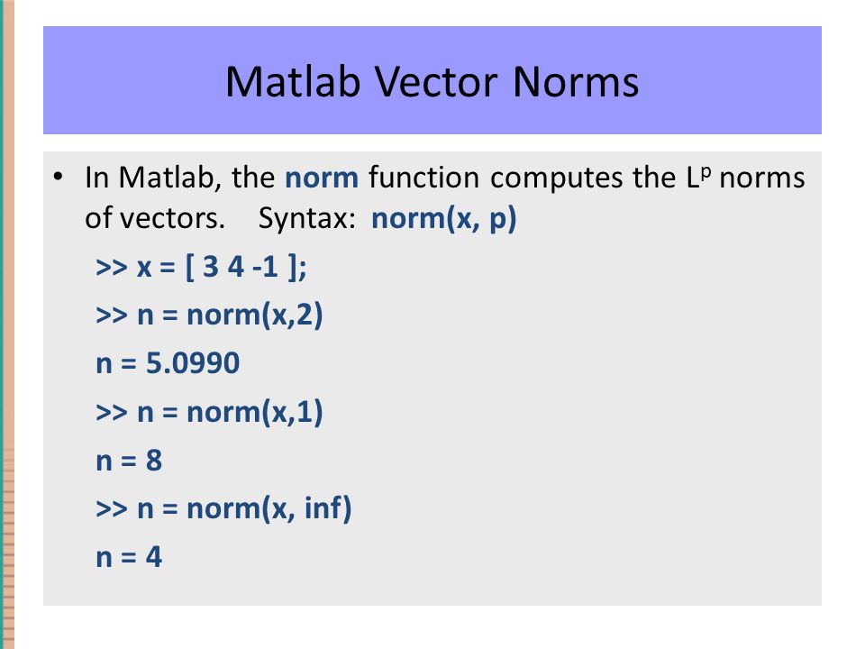 matlab norm of vector