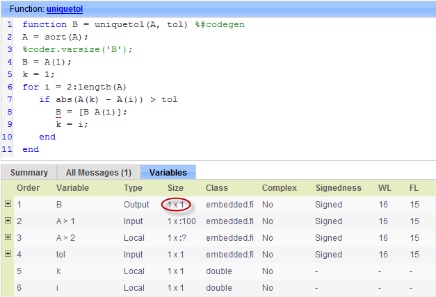 matlab size