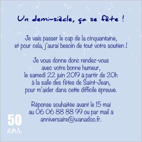 message invitation anniversaire 50 ans