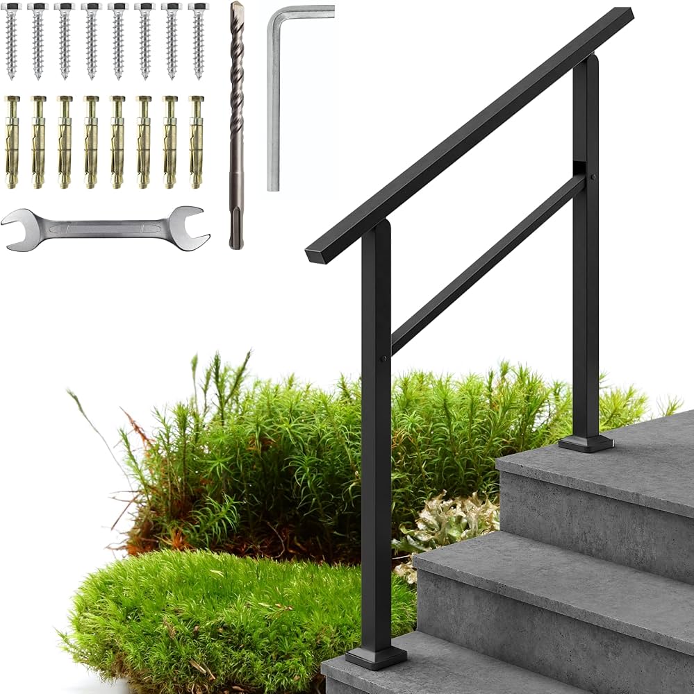 metal handrails for concrete steps