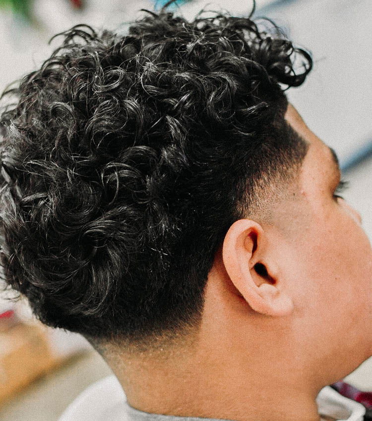 mid taper fade curly hair
