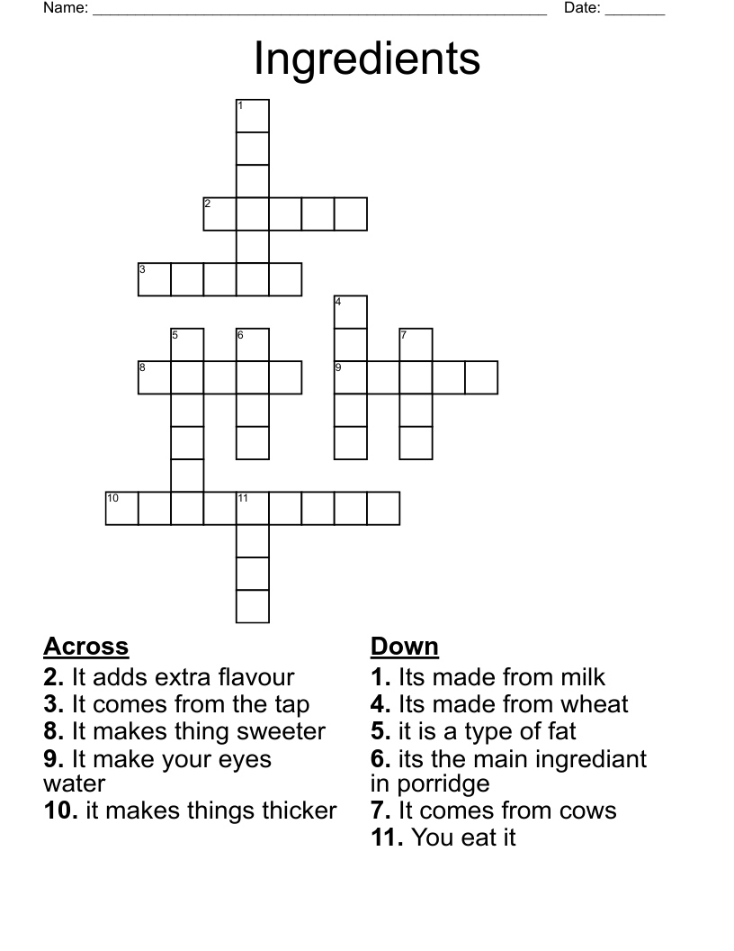 milk ingredient crossword