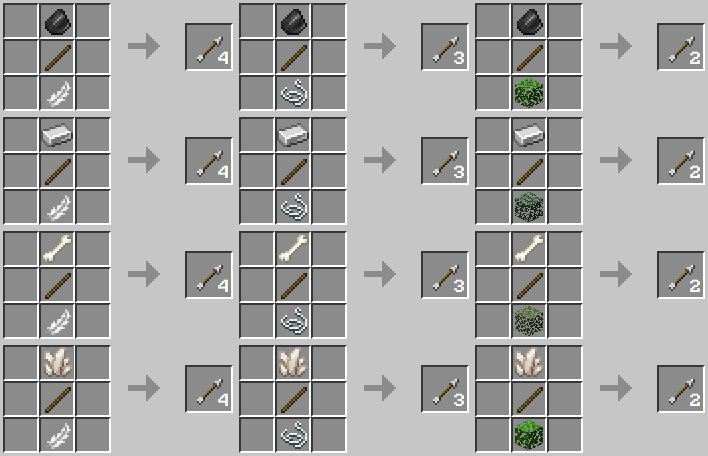 minecraft bow and arrow recipe