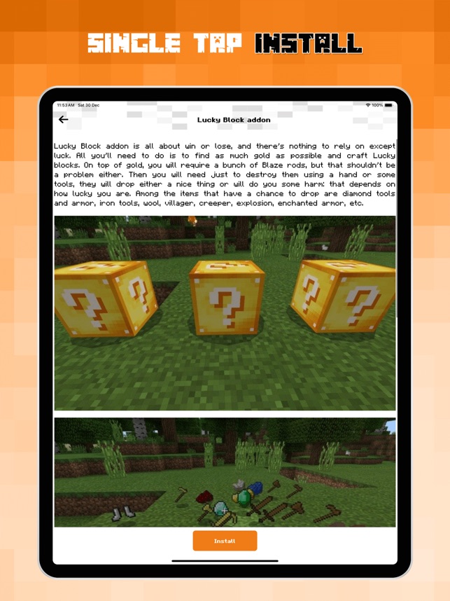 minecraft pe lucky block mod ios