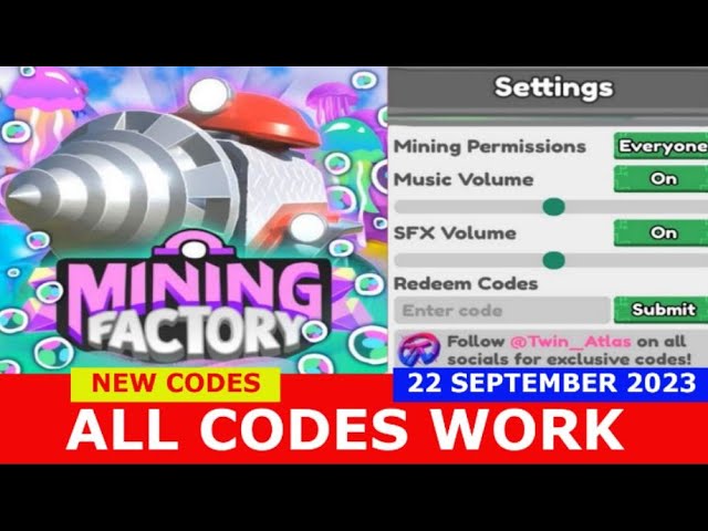 mining factory tycoon codes