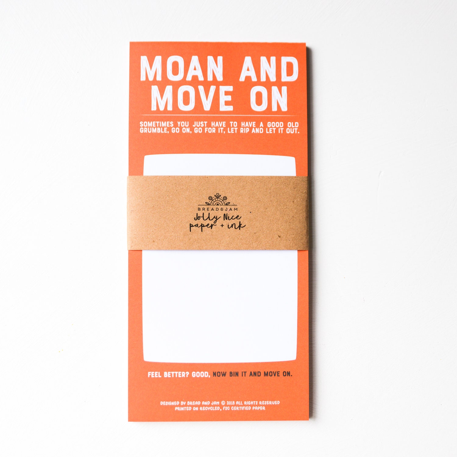 moan and move on notepad