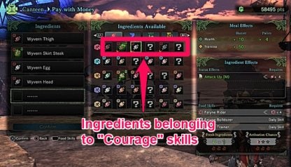 monster hunter world food skills