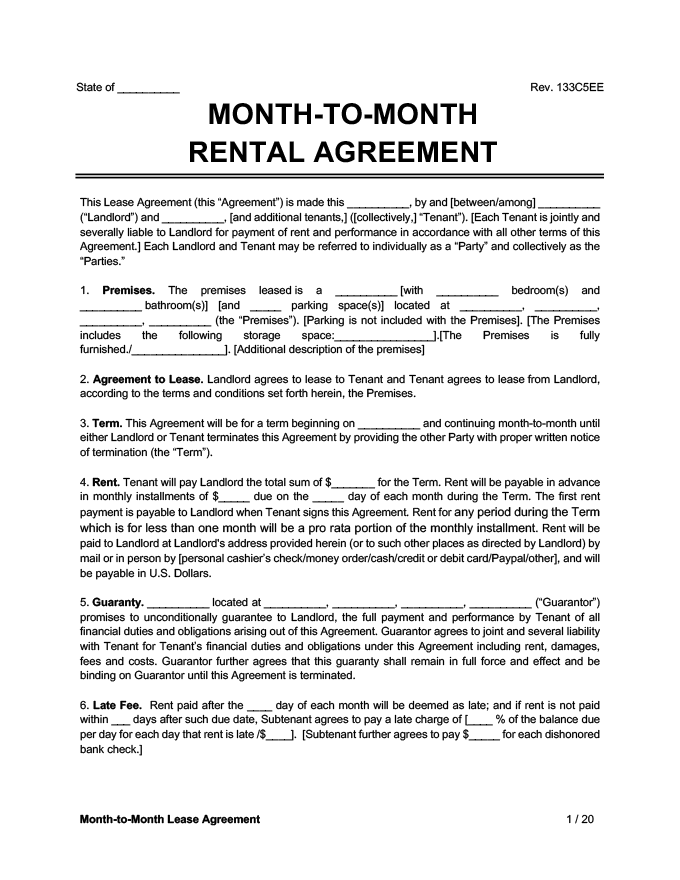 month to month rentals