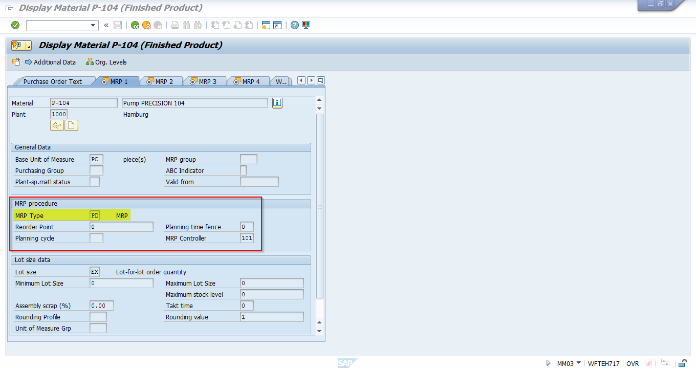 mrp type in sap