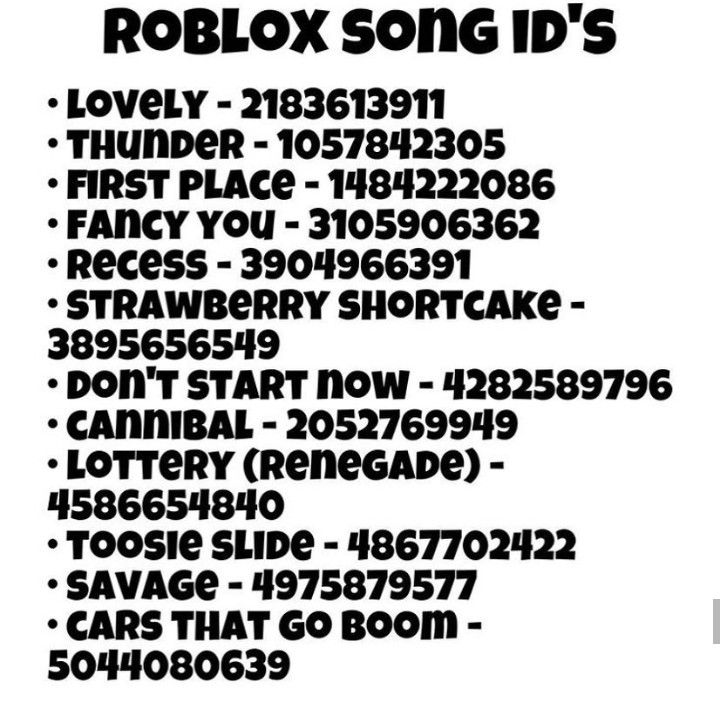 music id for roblox