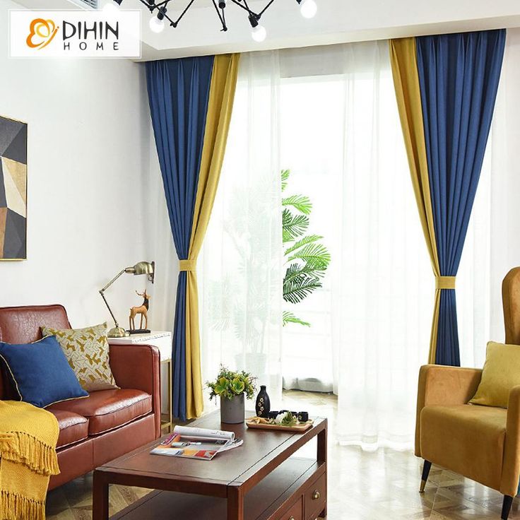 navy and mustard curtains