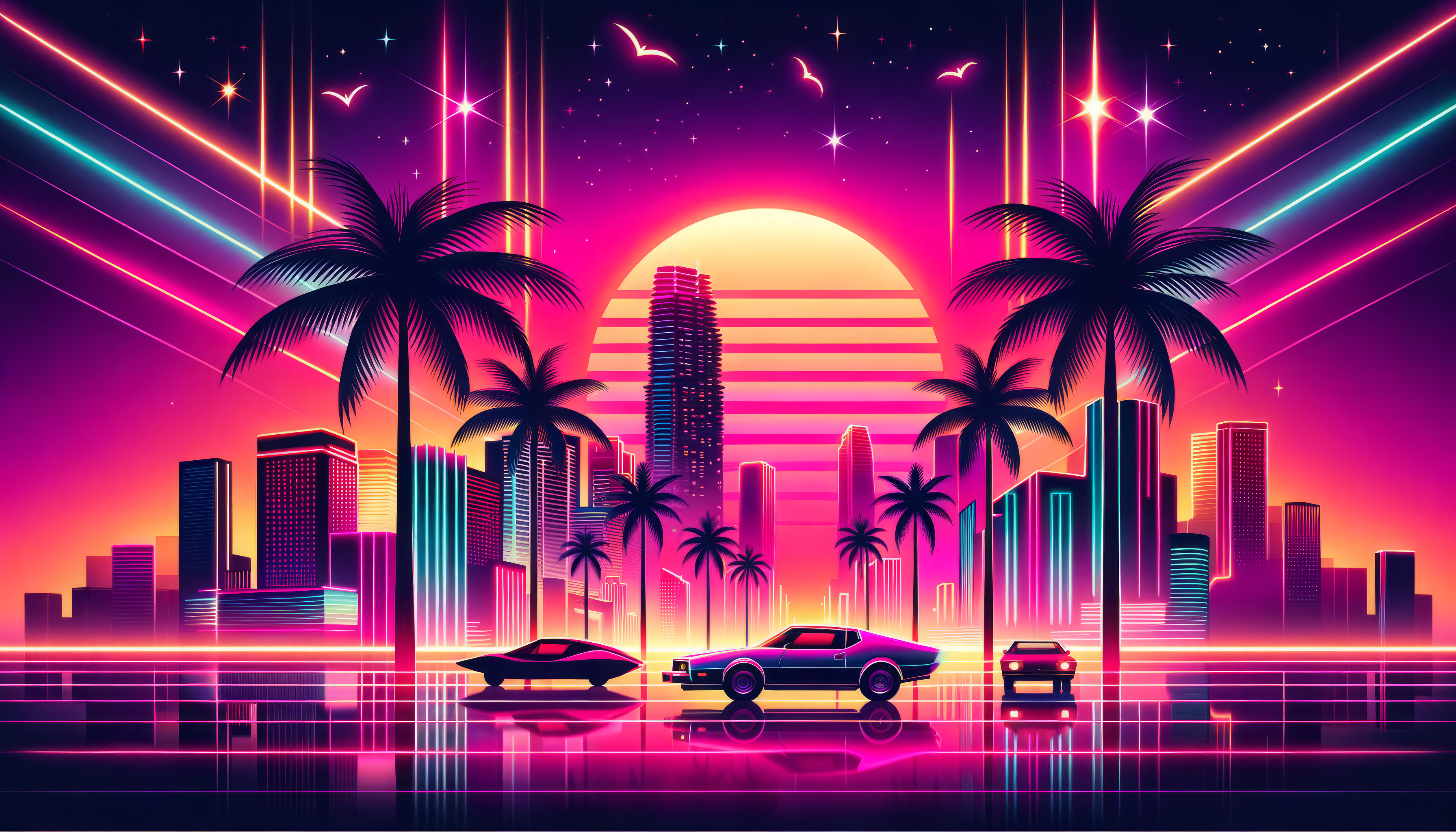 new retro wave wallpaper