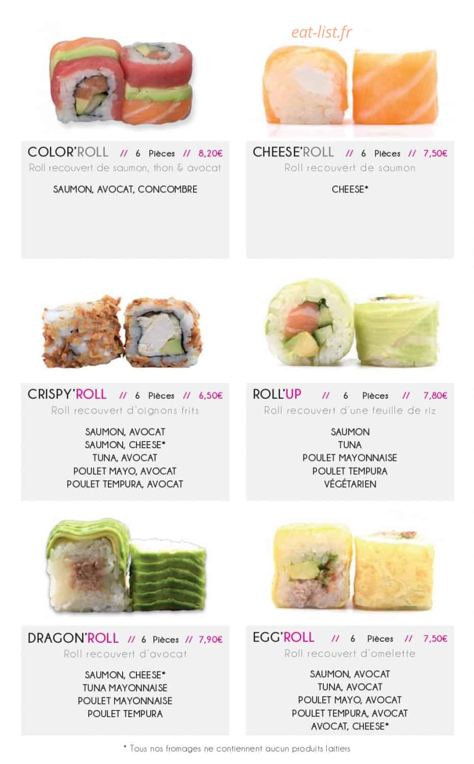 nina sushi paris menu