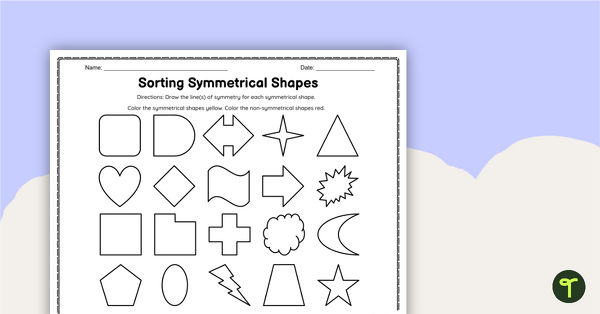 non symmetrical shapes worksheet