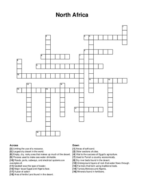 north african capital crossword puzzle