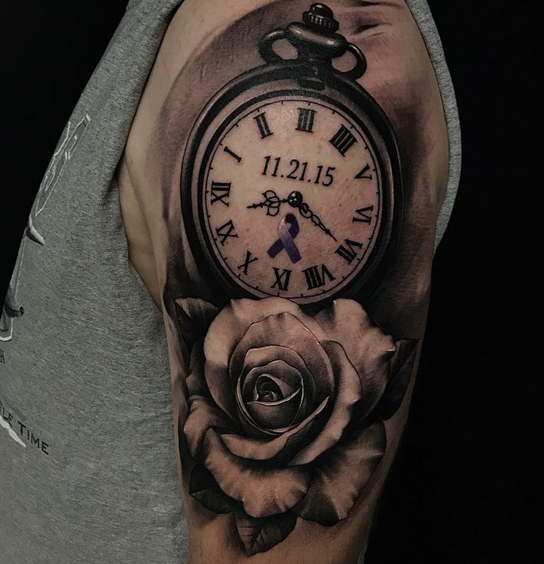 old time clock tattoo