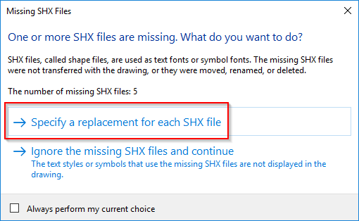 one or more shx files are missing