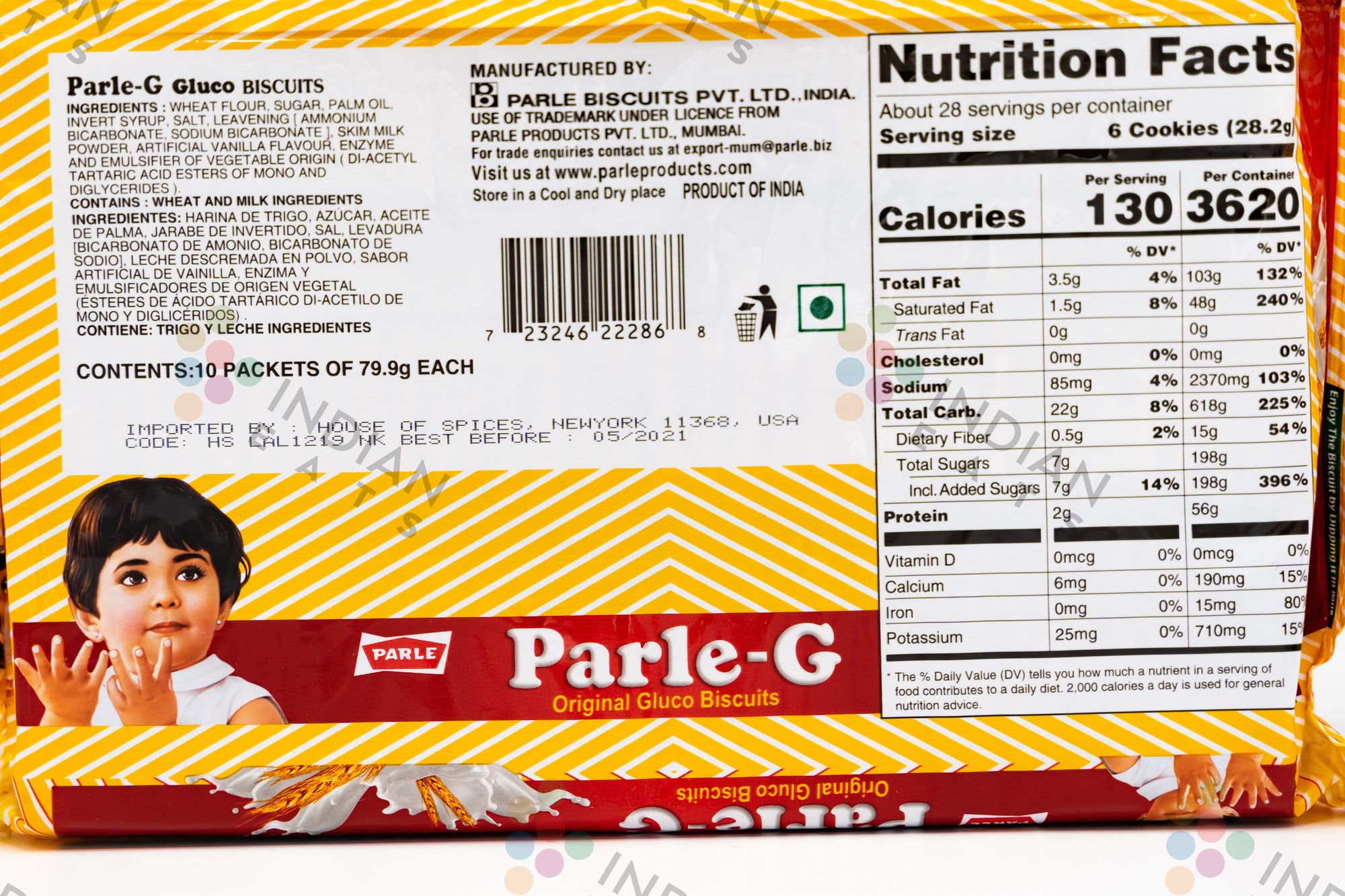 one parle g biscuit calories