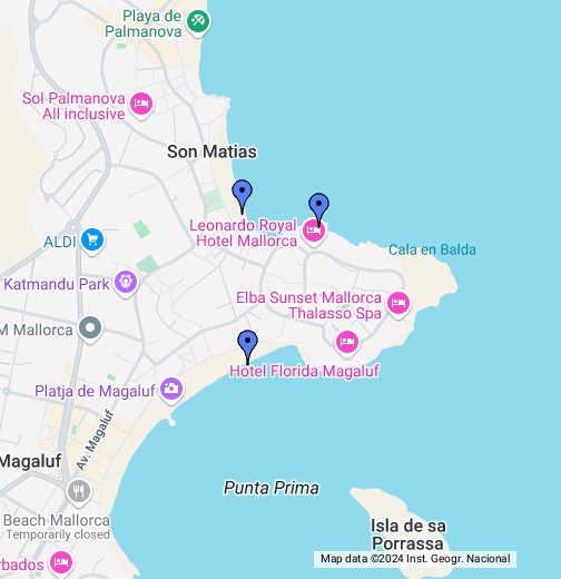 palma nova map of hotels