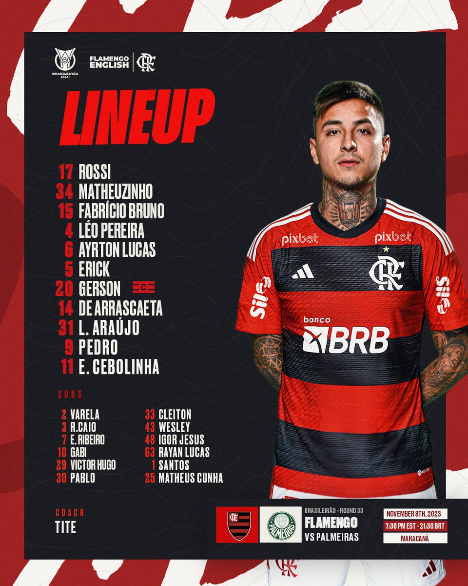 palmeiras vs flamengo lineups