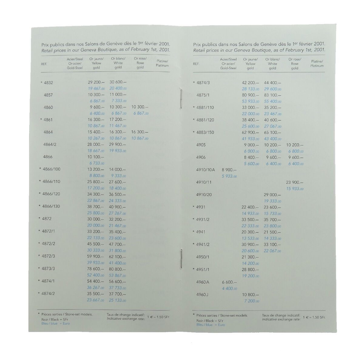 patek price list