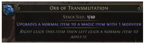 path of exile orb of transmutation