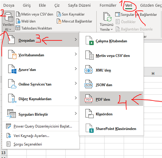 pdf yi excele aktarma