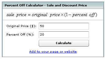 percentage off calculator