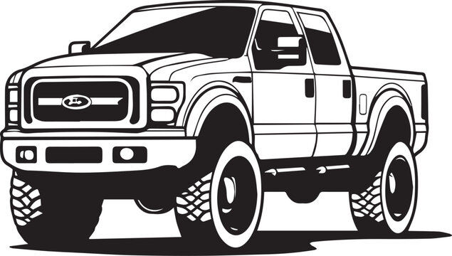 pickup truck clipart black and white