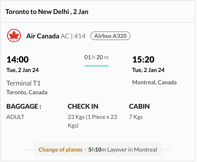 plane ticket from montreal to toronto