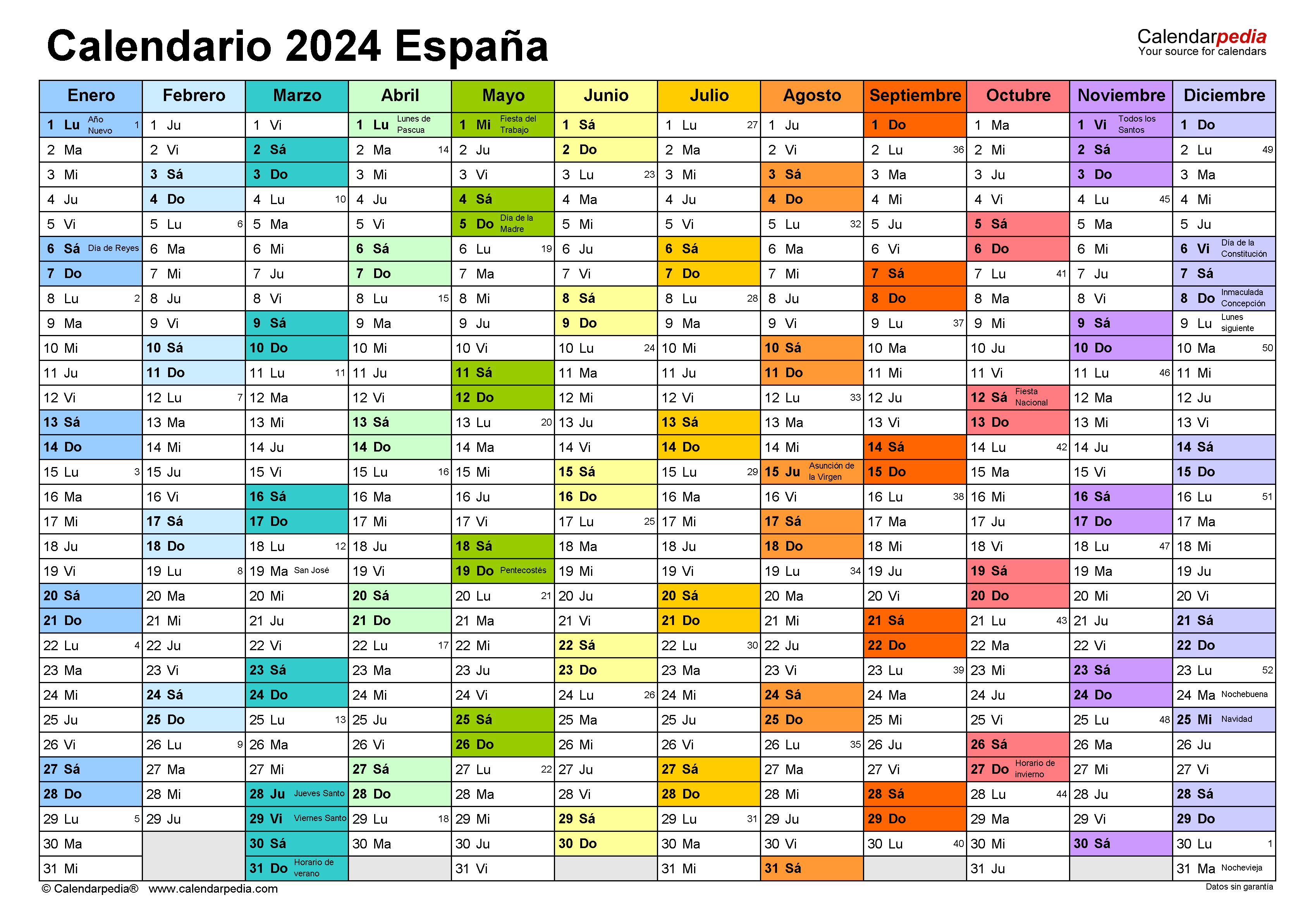 plantilla calendario 2024 excel