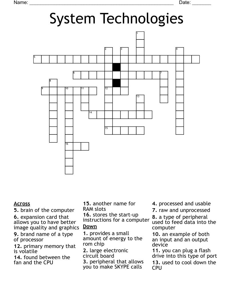 plug in memory crossword