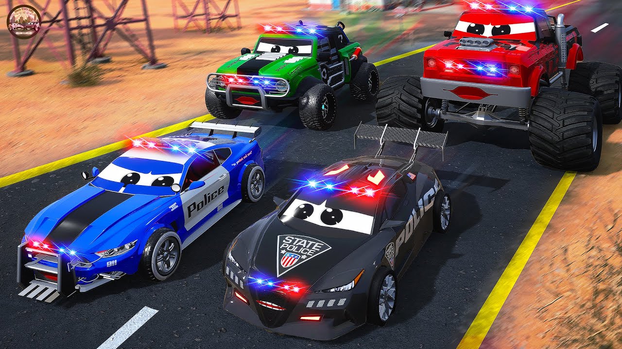 police car racing video