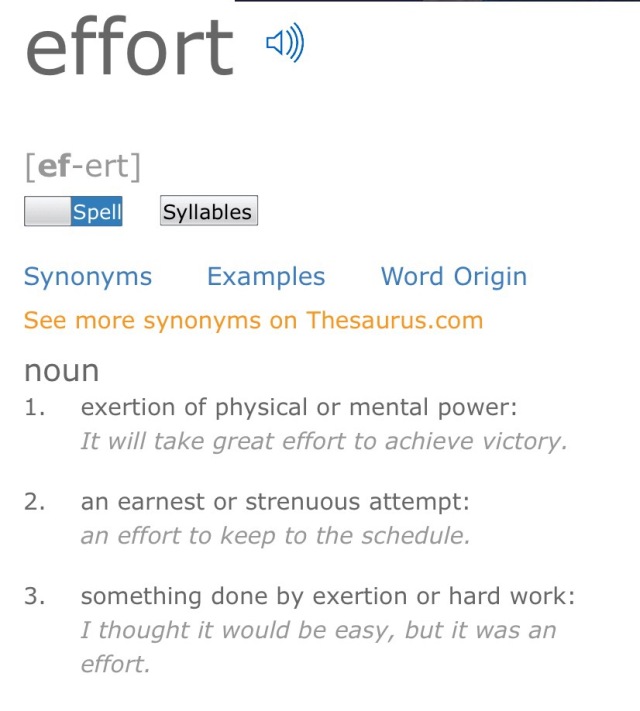put in effort synonym