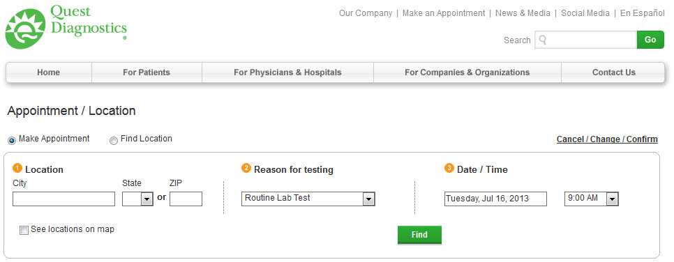 quest diagnostic appointment