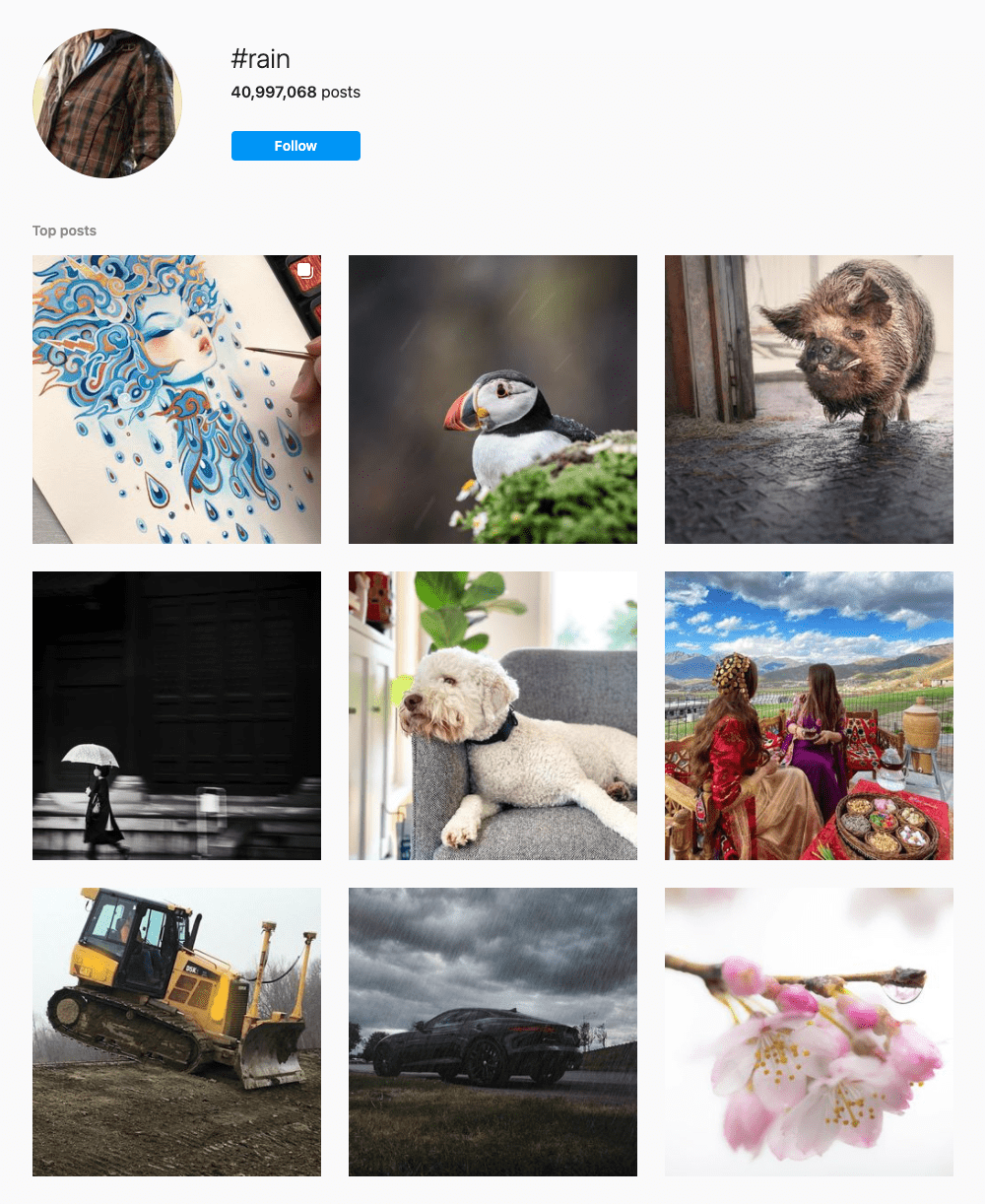 rain hashtags