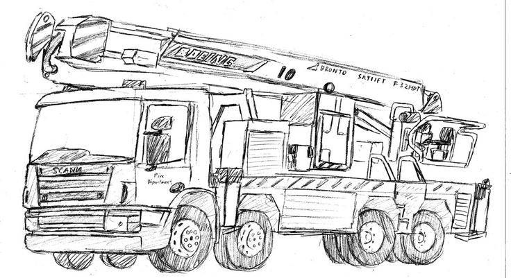 realistic fire truck drawing