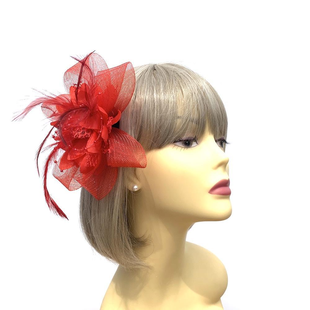 red fascinators for hair