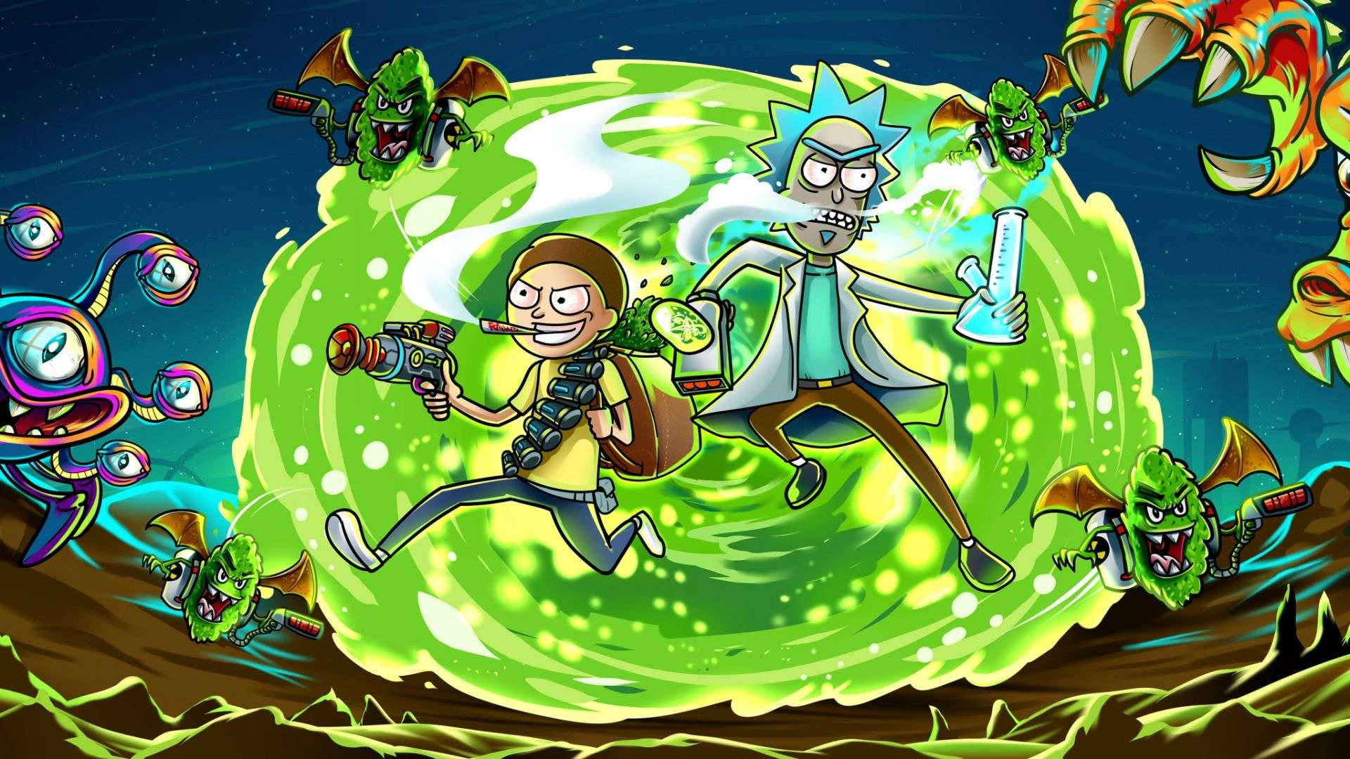 rick y morty fondo de pantalla pc