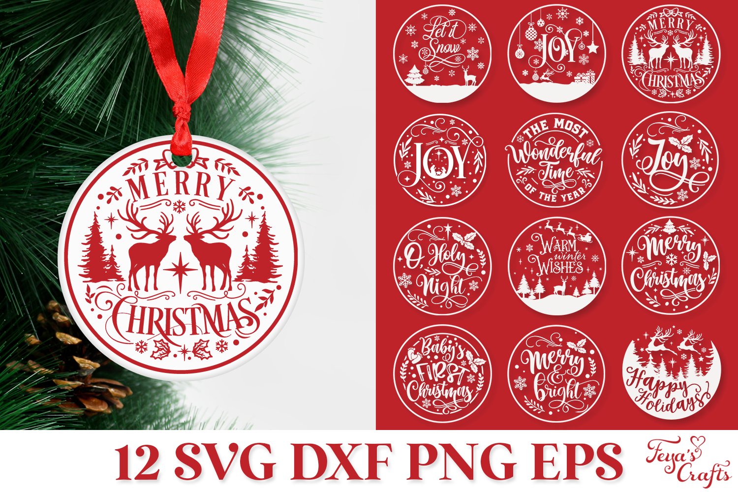 round christmas ornaments svg