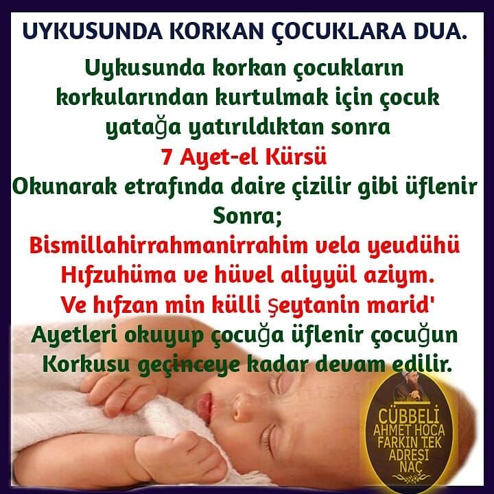 rüyada korkan çocuğa okunacak dua